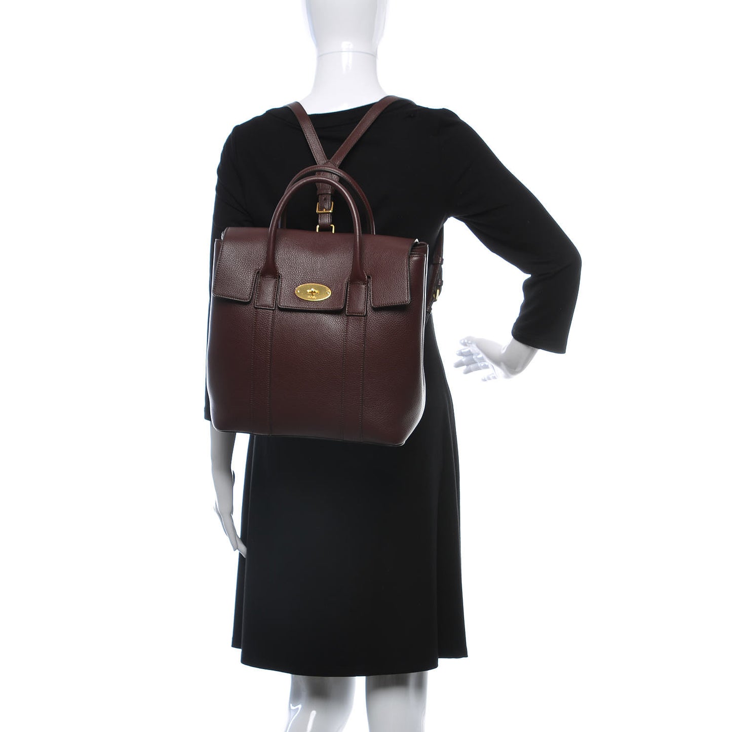 Classic Grain Calfskin Small Bayswater Backpack Oxblood