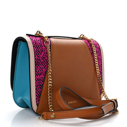 Versace Tweed Calfskin Virtus Chain Shoulder Bag Multicolor 3 of 8