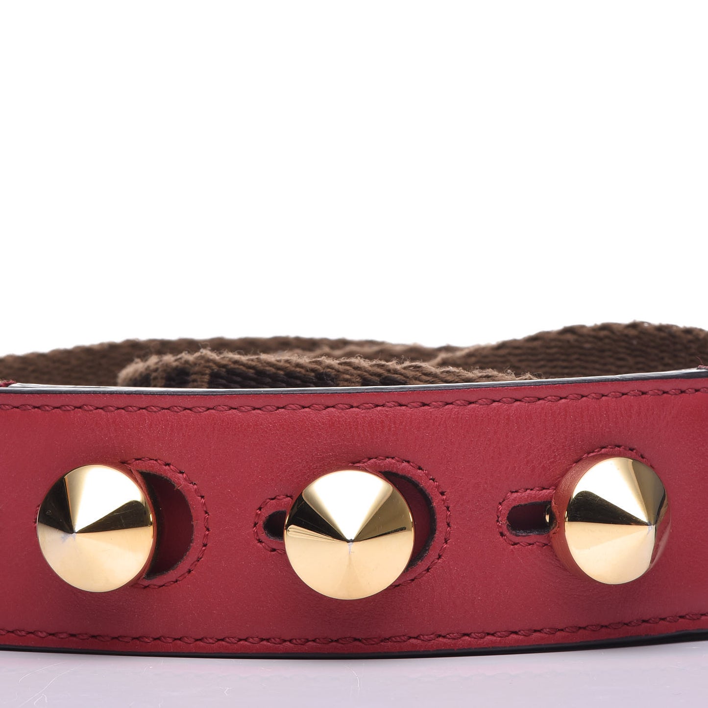 Ribbon Vitello Century FF 1974 Studded Strap You Fango Marrone Fragola
