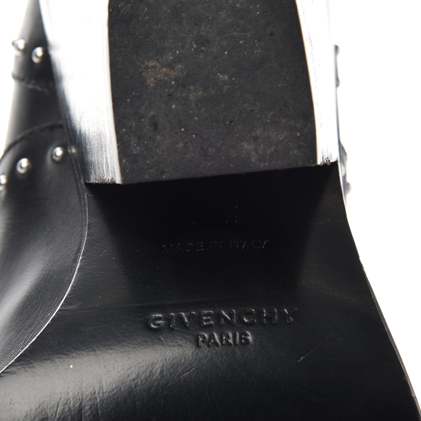Smooth Calfskin Studded Western Cap Toe Ankle Boots 38.5 Black