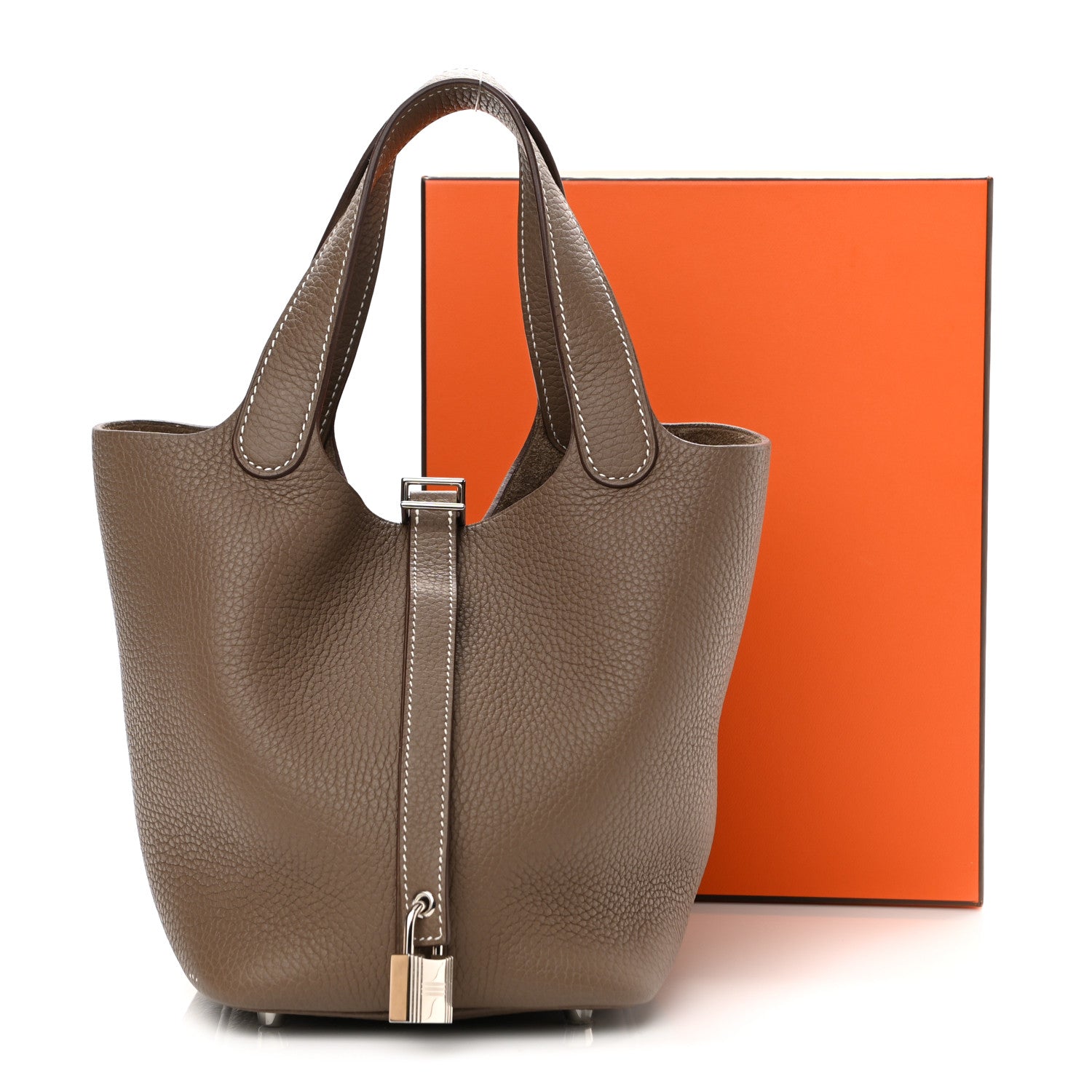 Hermes Taurillon Clemence Picotin Lock 18 PM Etoupe 12 of 12