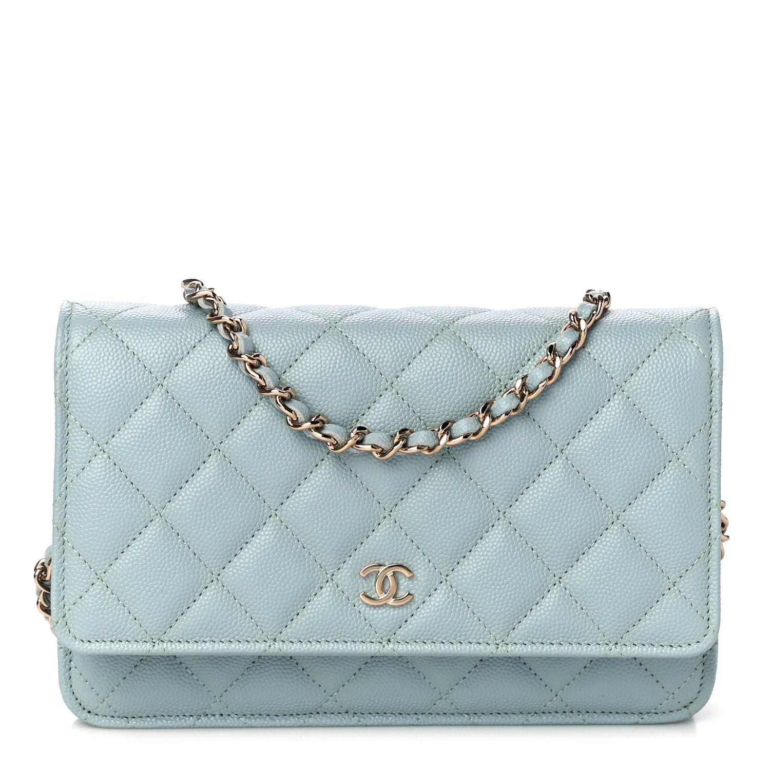 Chanel Caviar Quilted Wallet On Chain WOC Light Blue 1 of 11