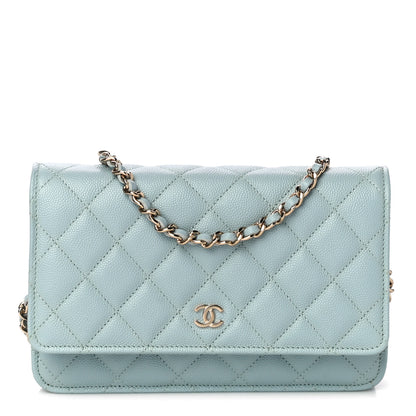 Chanel Caviar Quilted Wallet On Chain WOC Light Blue 1 of 11
