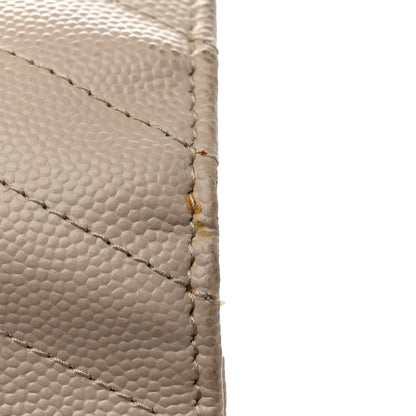 Saint Laurent Grain De Poudre Matelasse Chevron Monogram Envelope Chain Wallet Dark Beige 15 of 16