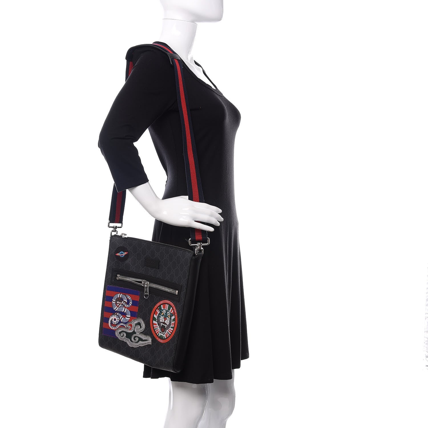 Gucci GG Supreme Monogram Night Courrier Flat Messenger Bag Black Multicolor 2 of 10