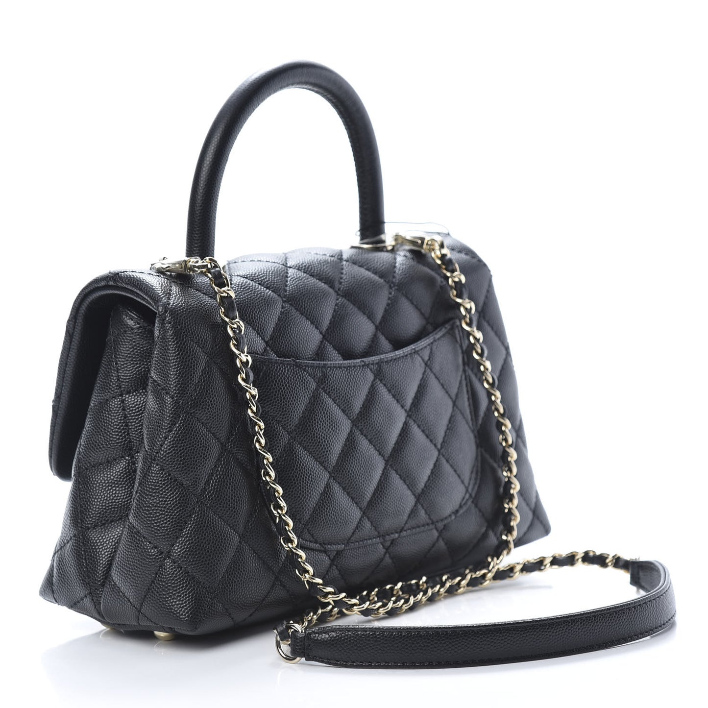 Caviar Quilted Mini Coco Handle Flap Black