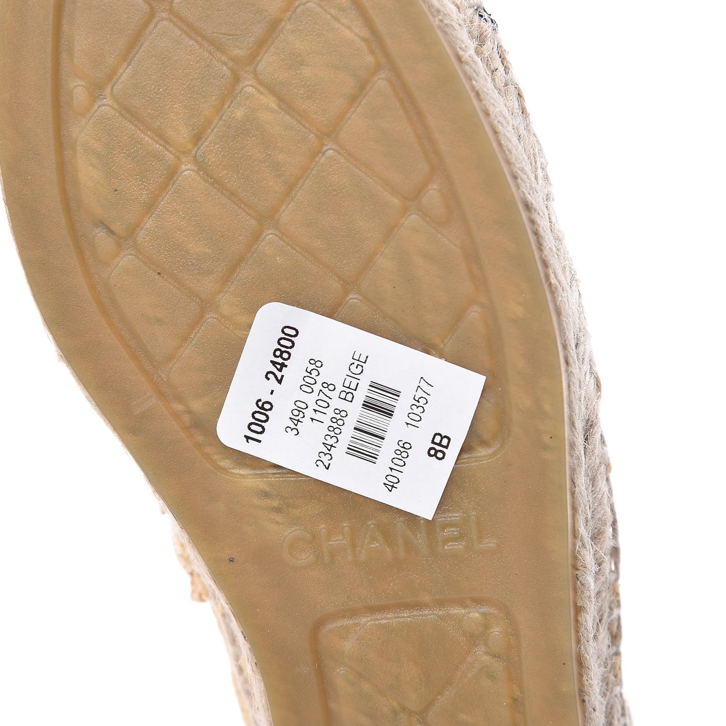 Raffia Fabric CC Espadrilles 38 Beige Black