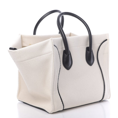 Celine Cotton Canvas Medium Phantom Luggage White Black 3 of 12
