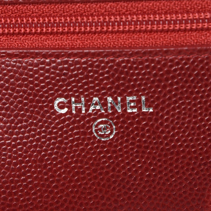 Chanel Caviar Quilted Wallet on Chain WOC Red 6 of 10