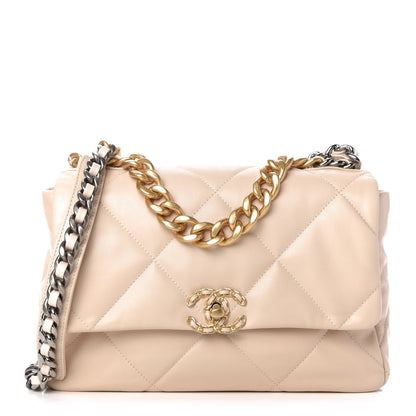 Chanel Goatskin Quilted Large Chanel 19 Flap Beige 1 of 11