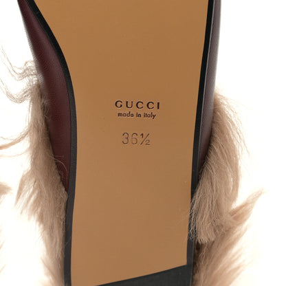 Gucci Malaga Kid Fur Womens Princetown Slippers 36.5 Vintage Bordeaux 6 of 7