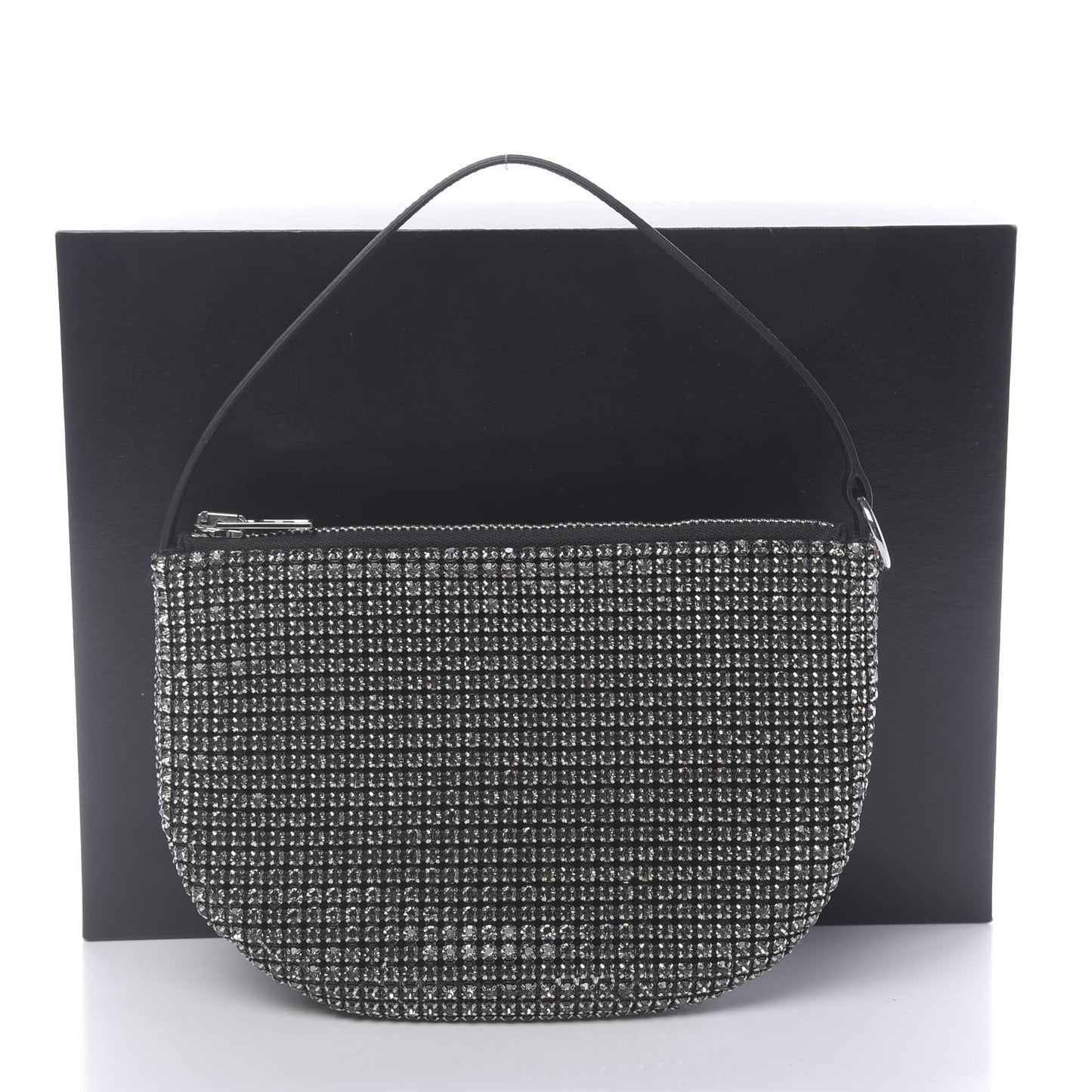 Mesh Crystal Wanglock Fortune Cookie Bag Black