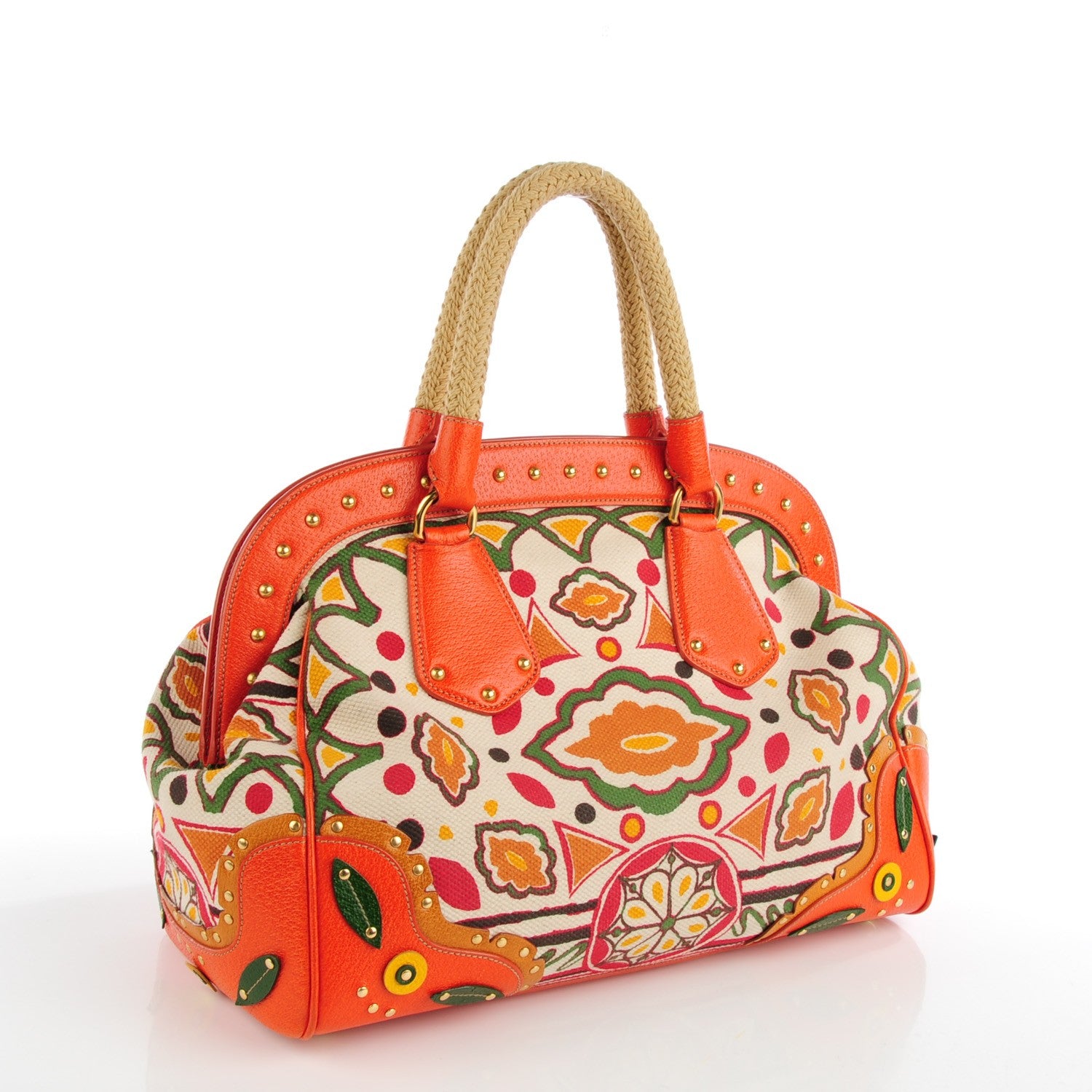 Prada Canapa Stampata Frame Bag Papaya 4 of 10