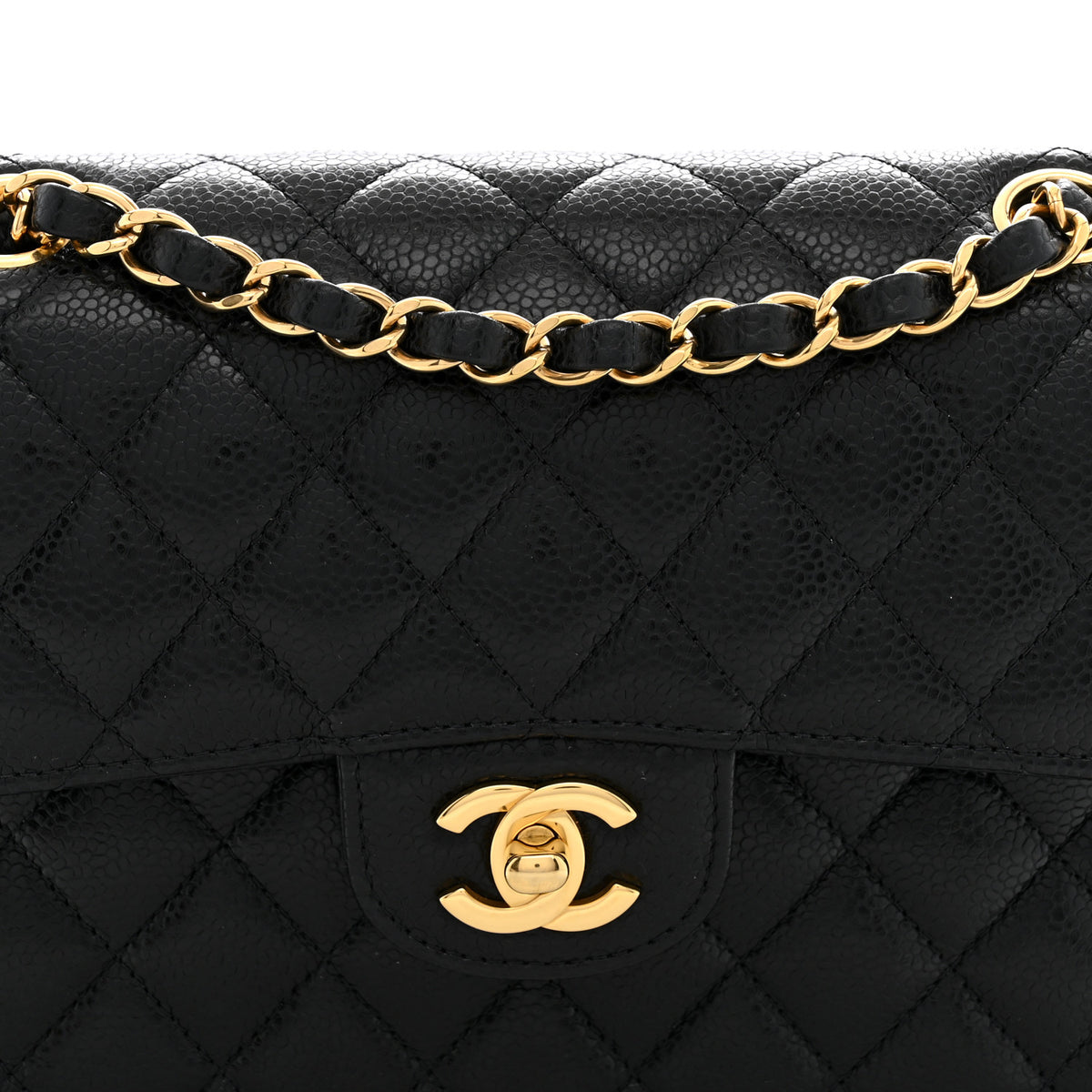 Caviar Quilted Small Double Flap Black