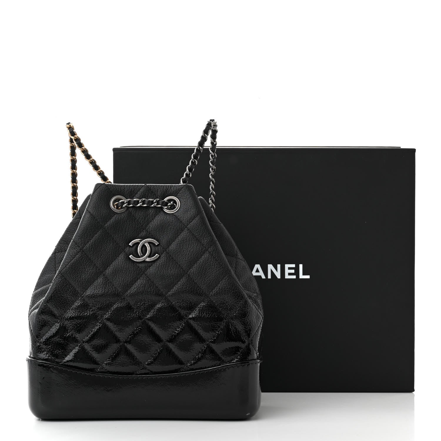 Chanel Patent Goatskin Quilted Small Gabrielle Backpack Black 11 of 11