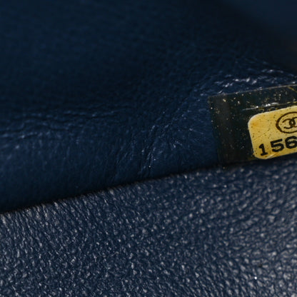 Chanel Caviar Quilted Jumbo Double Flap Navy Blue 7 of 10