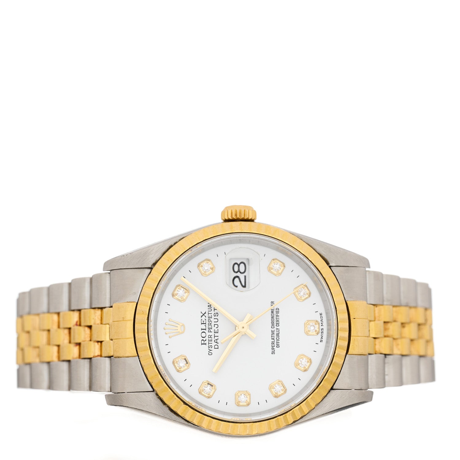 Rolex Stainless Steel 18K Yellow Gold Diamond 36mm Oyster Perpetual Datejust Watch White 16233 2 of 4