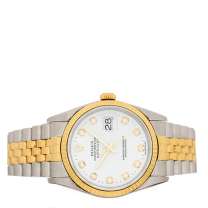 Rolex Stainless Steel 18K Yellow Gold Diamond 36mm Oyster Perpetual Datejust Watch White 16233 2 of 4
