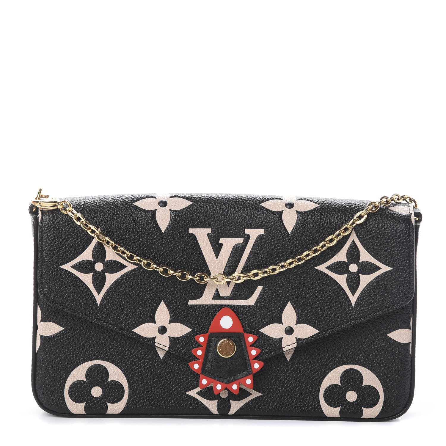 Louis Vuitton Empreinte Monogram Giant Crafty Pochette Felicie Black Creme 1 of 8