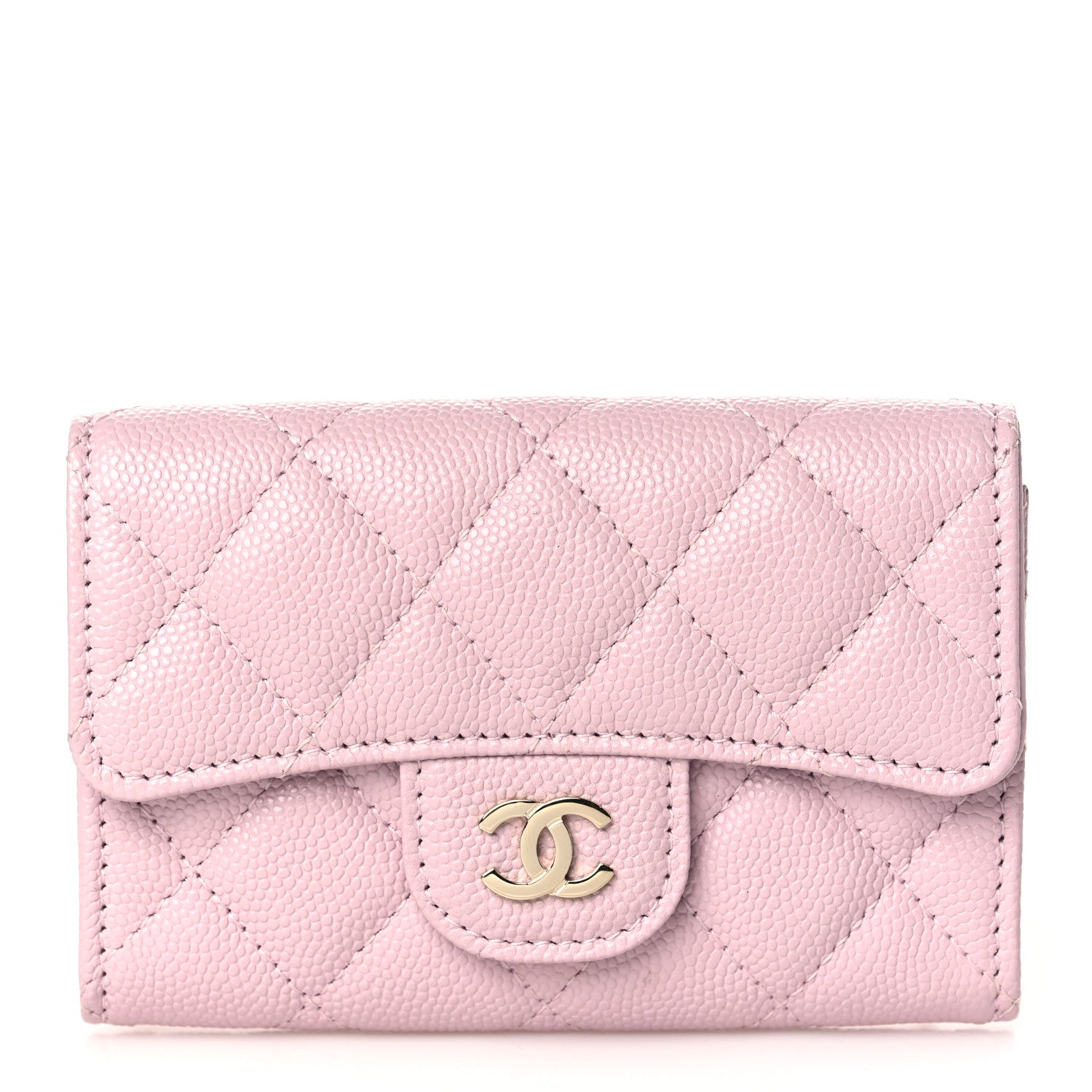 Chanel Caviar Quilted Flap Card Holder Wallet Light Pink 1 of 9