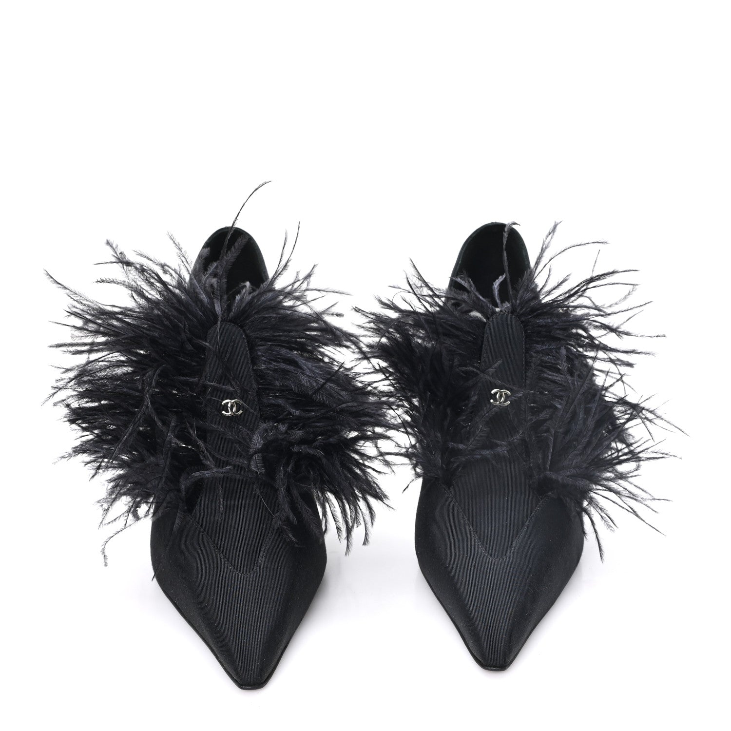 Chanel Grosgrain Feather Mary Jane Pumps 40 Black 3 of 9