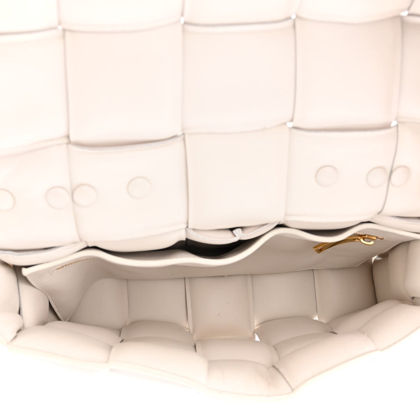 Lambskin Maxi Intreccio Padded Chain Cassette Crossbody Bag White