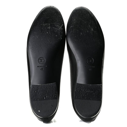Chanel Lambskin Patent Cap Toe Ballerina Flats 40 Black 7 of 13
