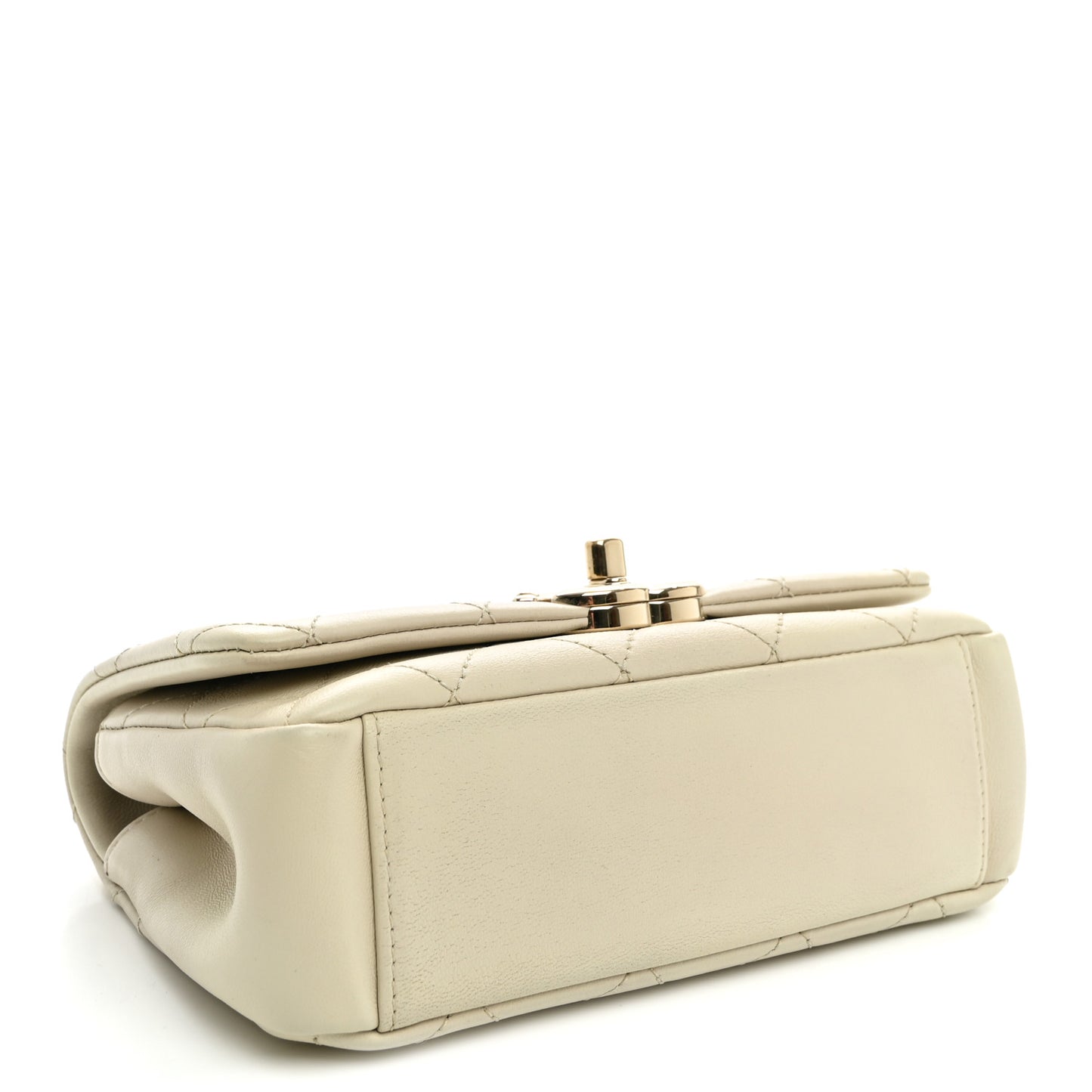 Lambskin Quilted Medium Twist Chain Flap Light Beige