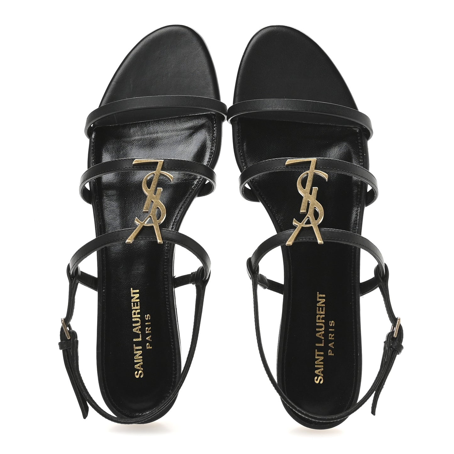 Calfskin Cassandra Monogram Sandals 39 Black