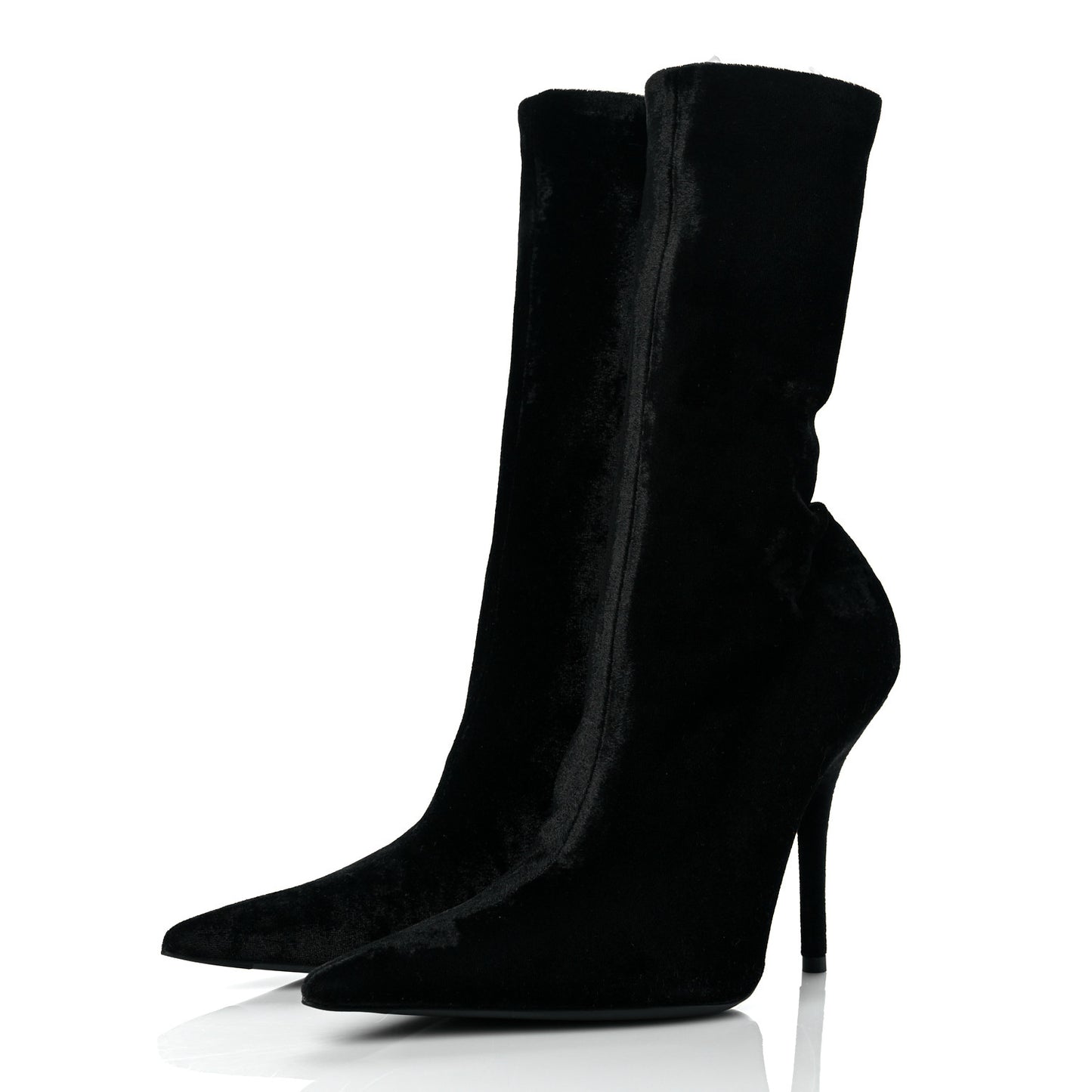 Velvet Spandex Extreme Pointed Toe Knife Ankle Boots 38 Black