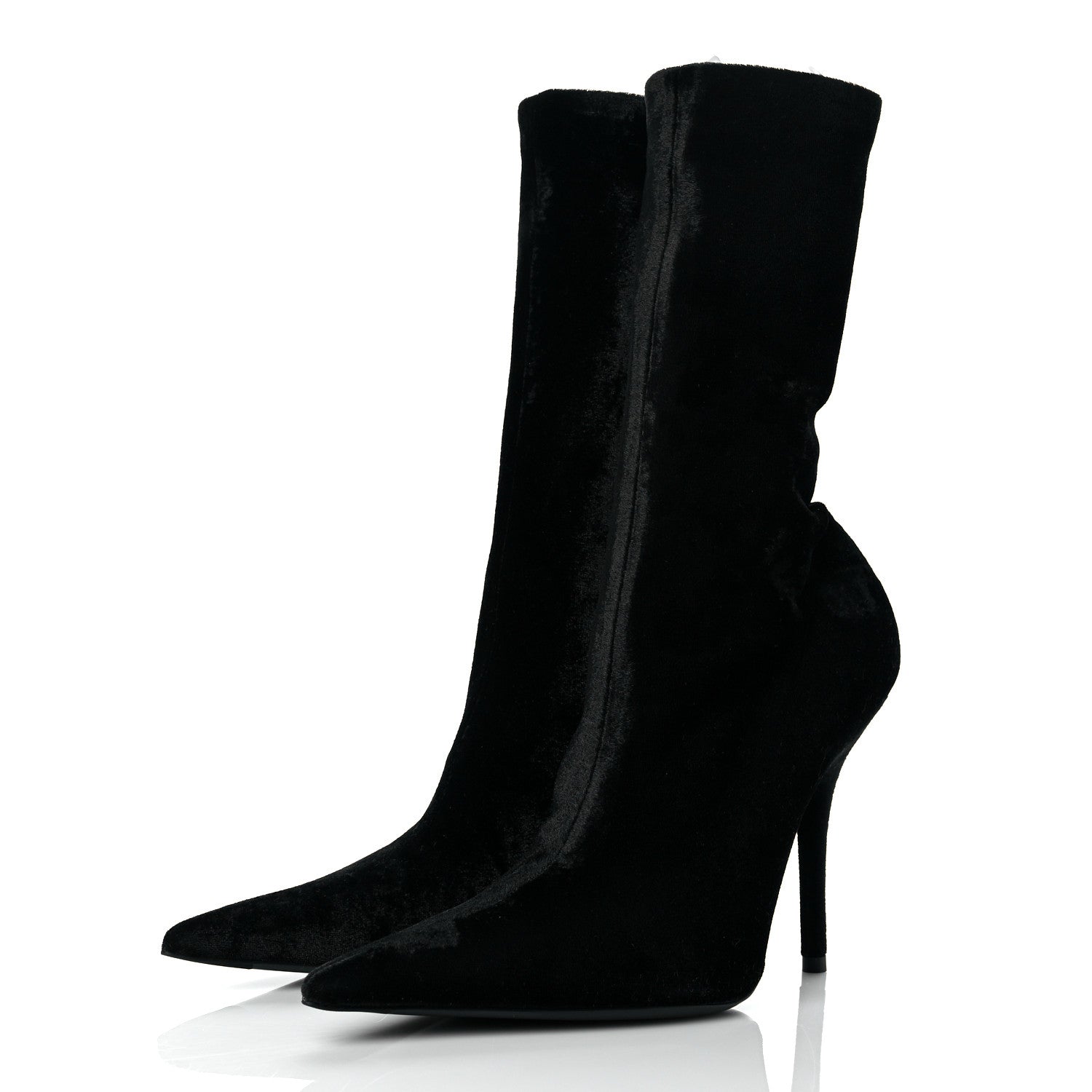 Balenciaga Velvet Spandex Extreme Pointed Toe Knife Ankle Boots 38 Black 3 of 8