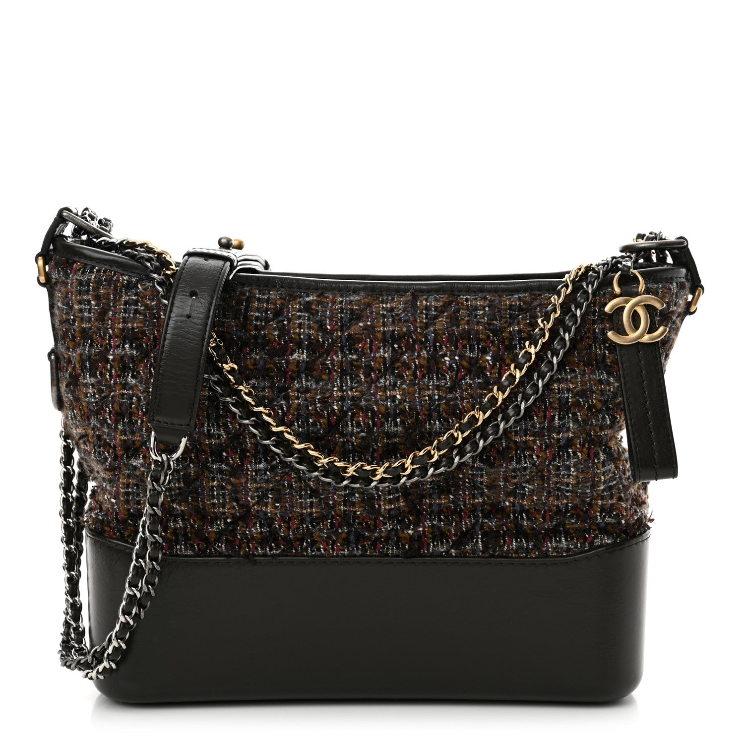 Chanel Tweed Calfskin Medium Gabrielle Hobo Brown 1 of 12