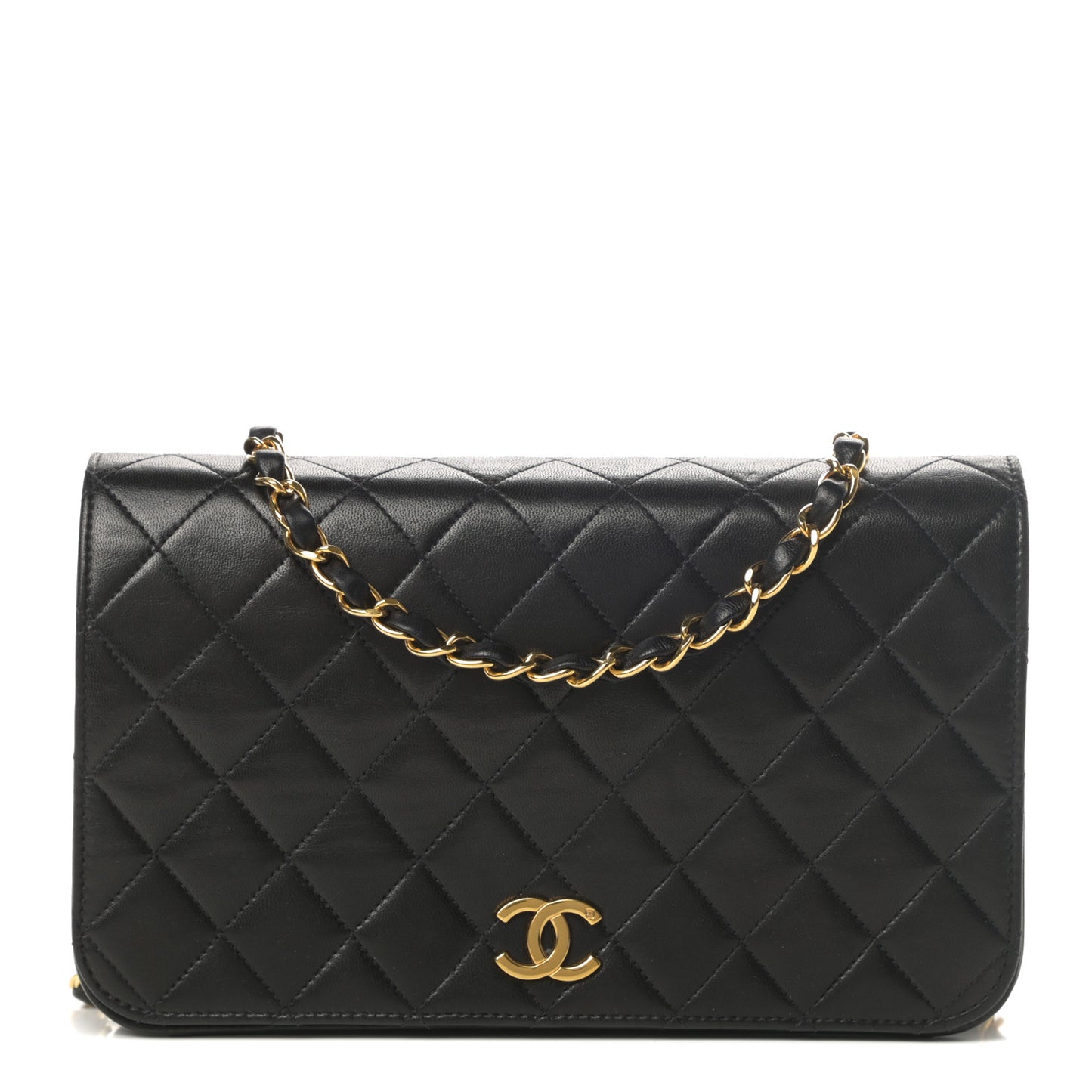Lambskin Quilted Small Single Flap Black