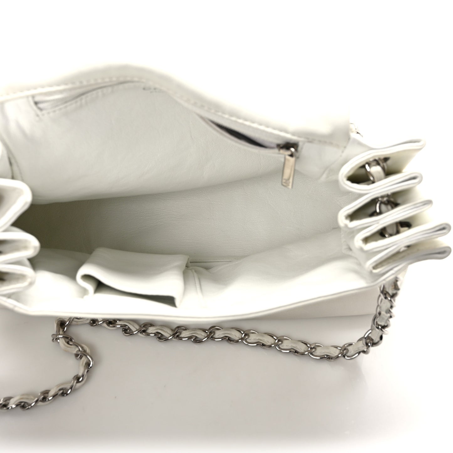 Lambskin Sensual Accordion Flap White