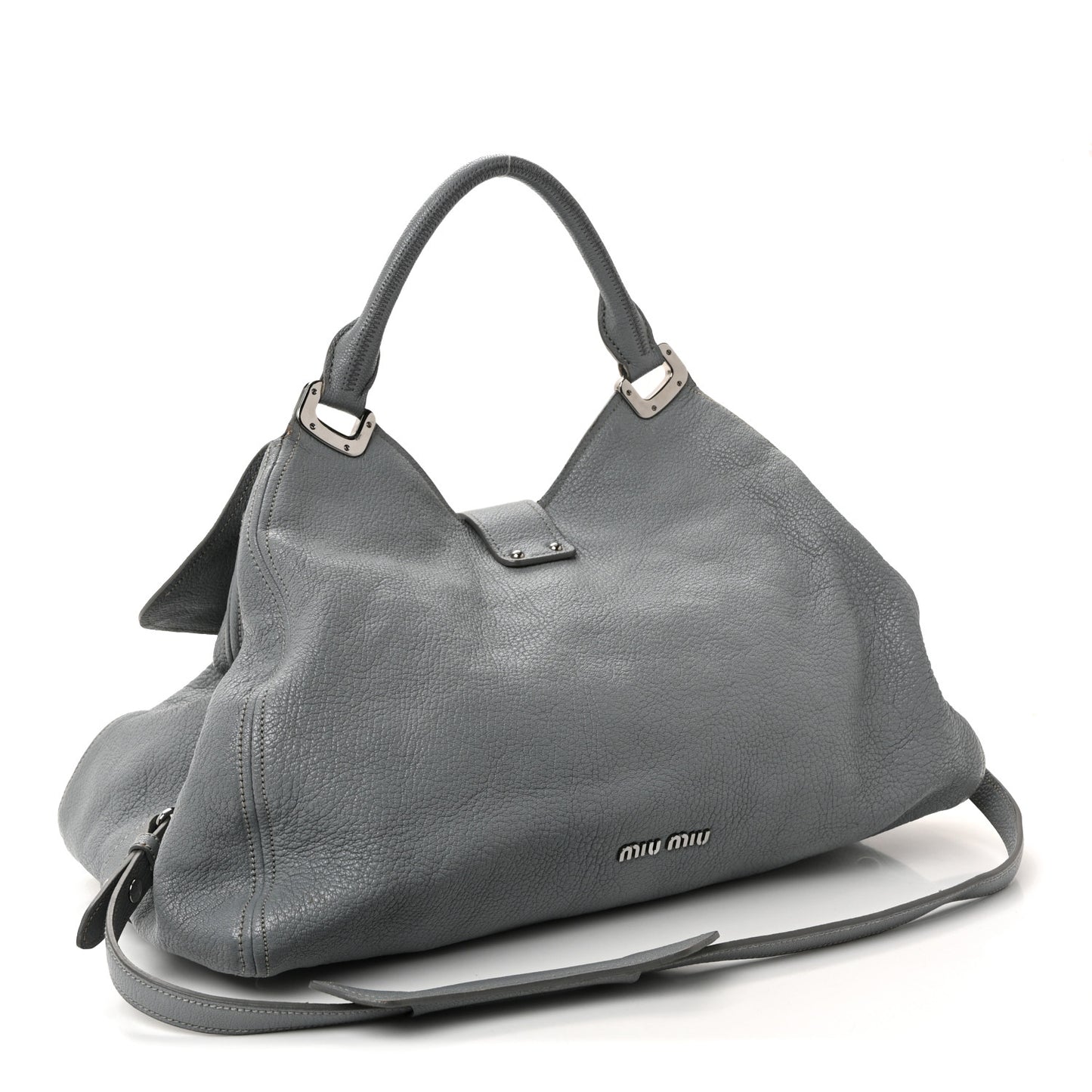 Goatskin Madras Top Handle Shoulder Bag Light Blue
