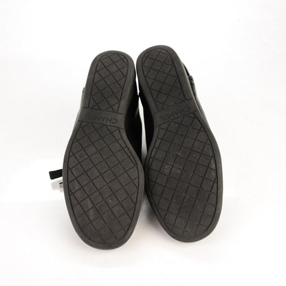 Chanel Lambskin Patent Cap Toe CC Sneakers 34.5 Black 6 of 10