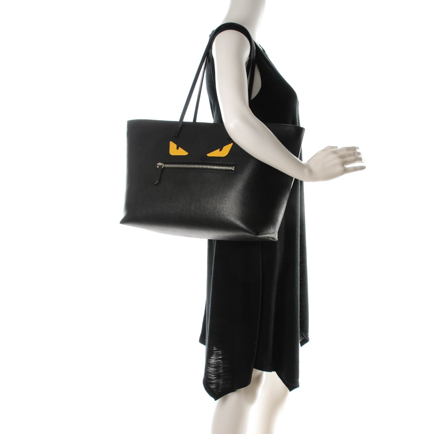 Fendi Vitello Elite Cuoio Monster Buggies Medium Roll Tote Black Multicolor Blue Cobalto 2 of 8