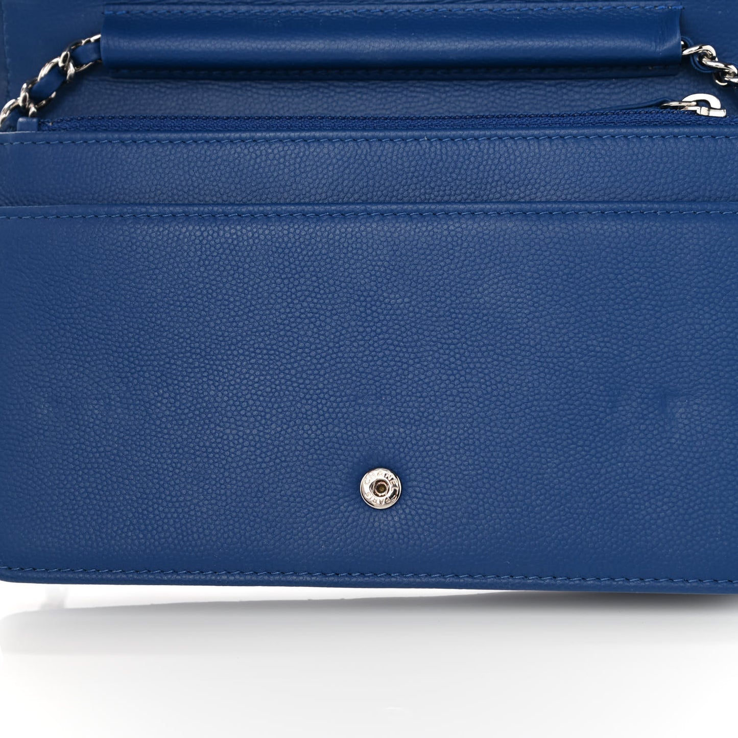 Caviar Camellia Embossed Wallet On Chain WOC Blue