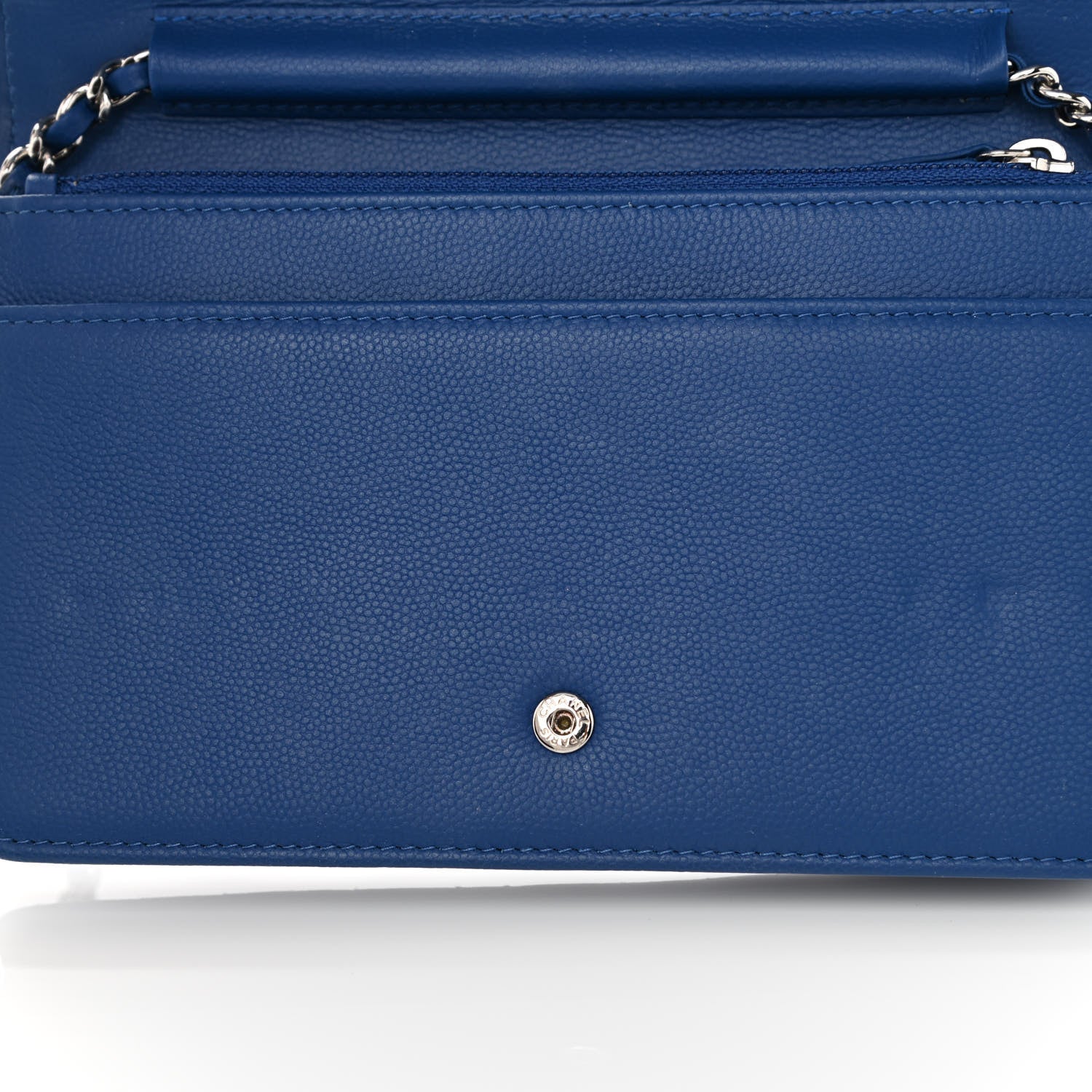 Chanel Caviar Camellia Embossed Wallet On Chain WOC Blue 12 of 14