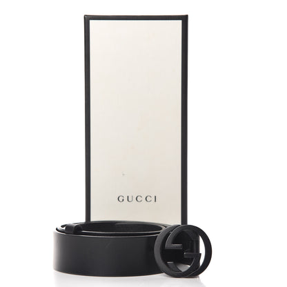 Gucci Selleria Calfskin Monochrome Interlocking G 37mm Belt 105 42 Black 8 of 8