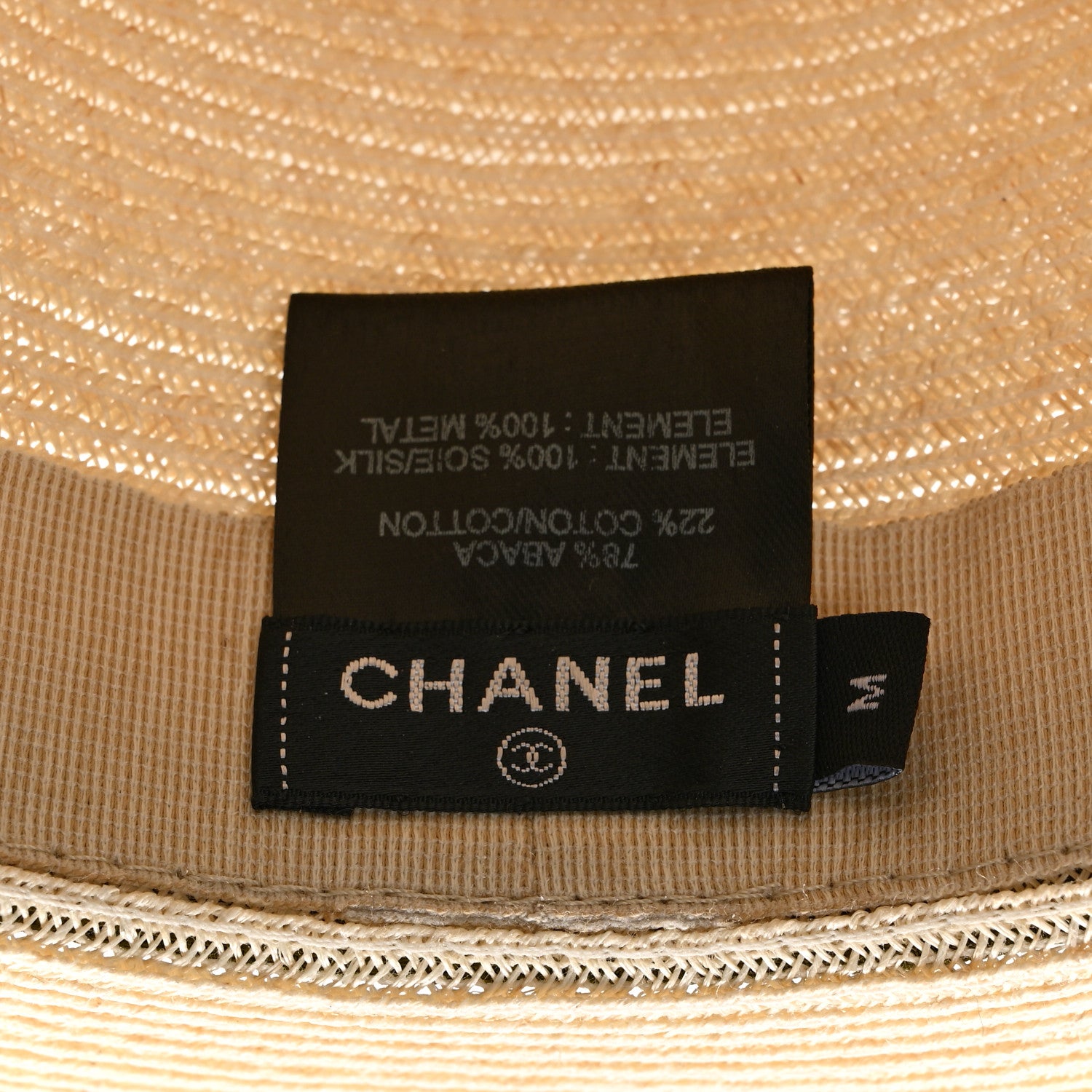 Chanel Straw Grosgrain Ribbon Wide Brim Hat M Beige Green 8 of 9