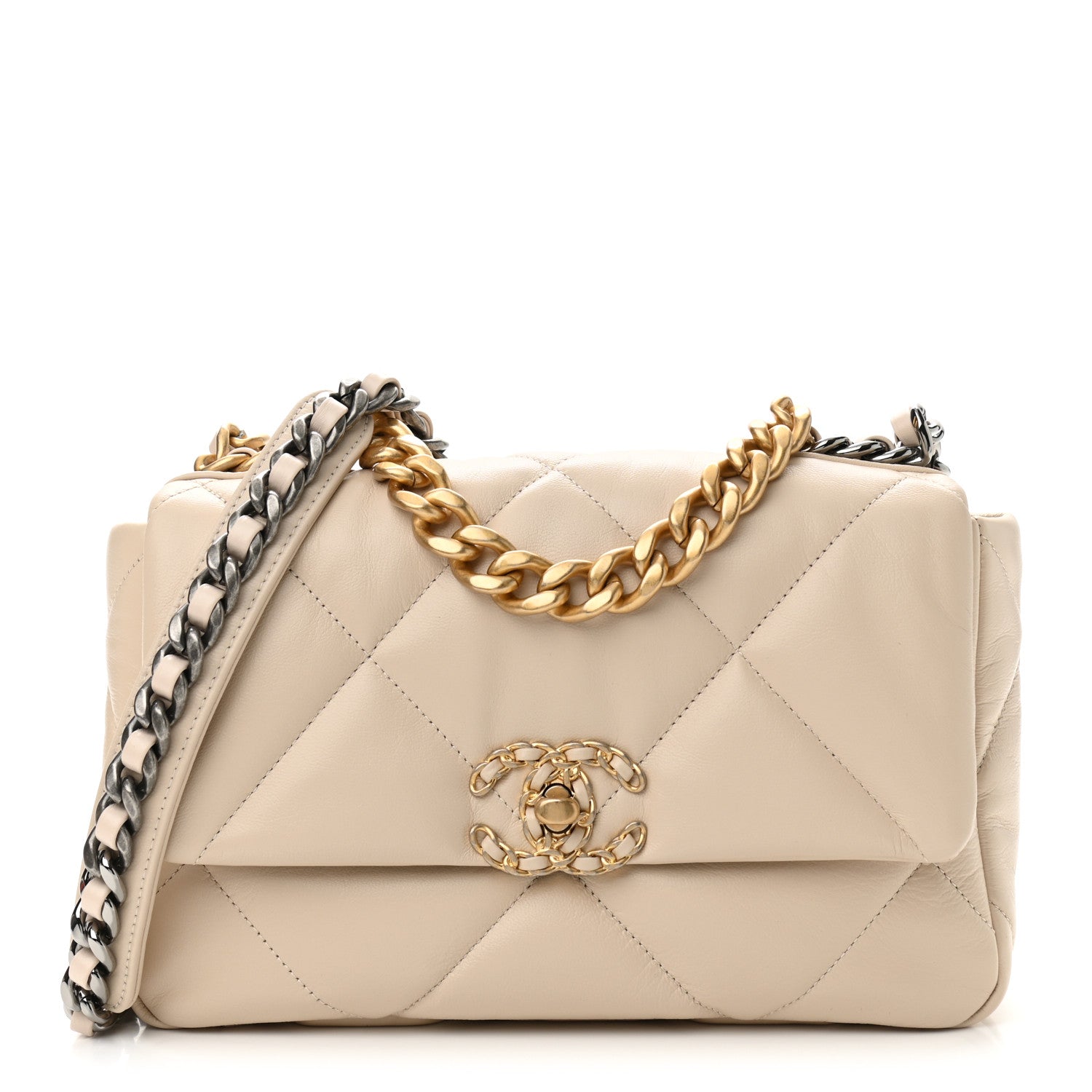 Chanel Goatskin Quilted Medium Chanel 19 Flap Beige 1 of 11