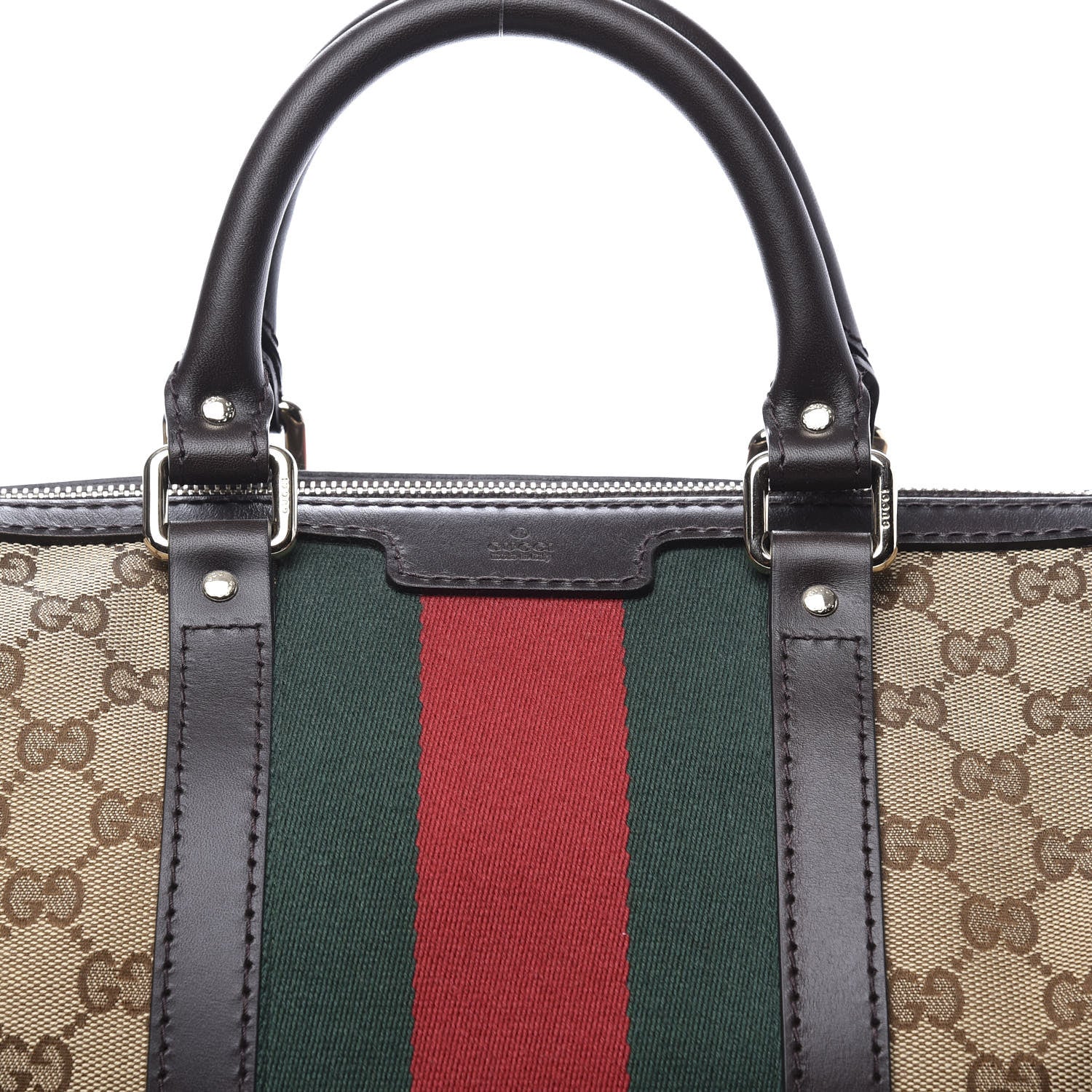 Gucci Monogram Vintage Web Medium Boston Dark Brown 10 of 10