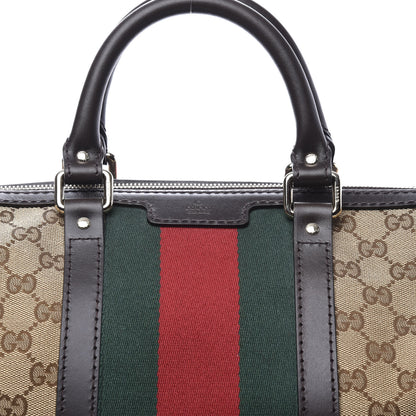 Gucci Monogram Vintage Web Medium Boston Dark Brown 10 of 10