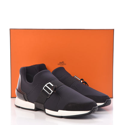 Hermes Technical Canvas Calfskin Run Sneakers 36 Black 8 of 8