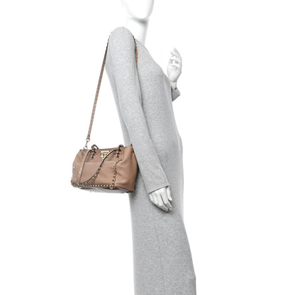 Valentino Garavani Vitello Small Rockstud Tote Beige 2 of 12