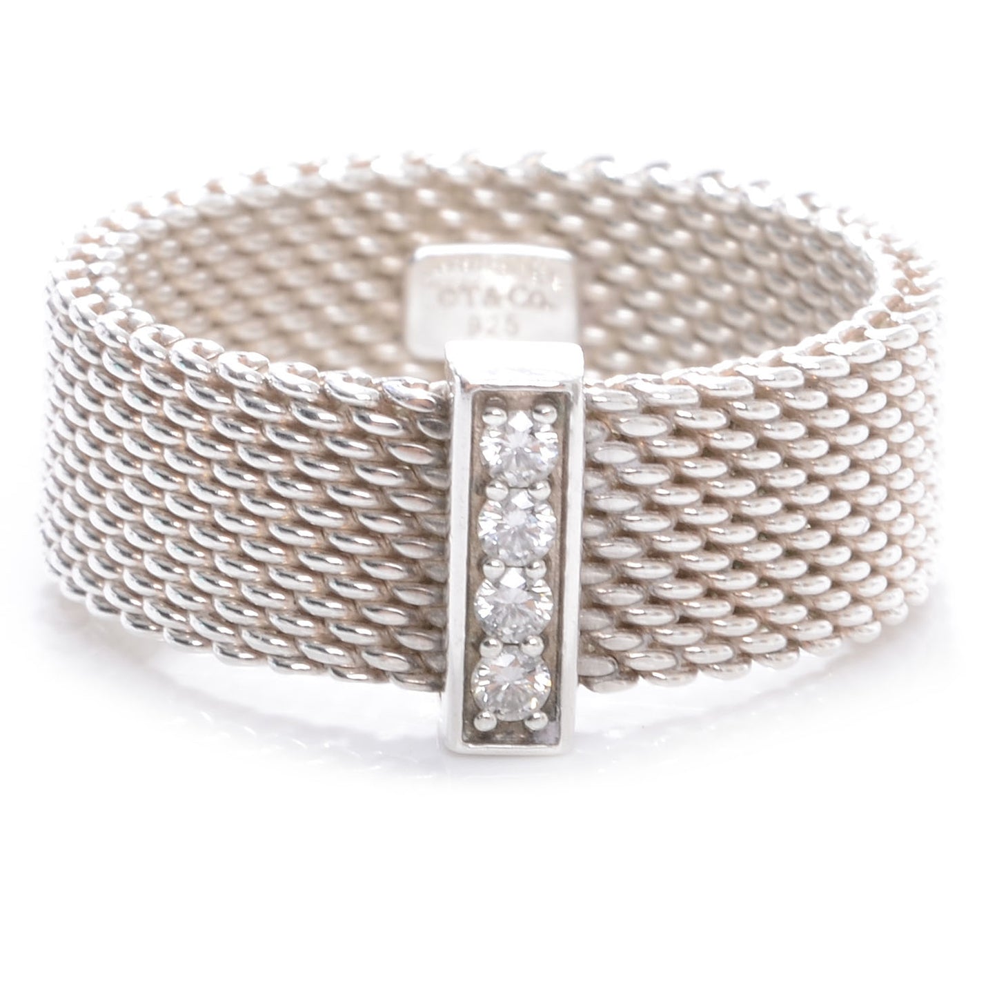Sterling Silver Diamond Somerset Mesh Ring 51 5.75