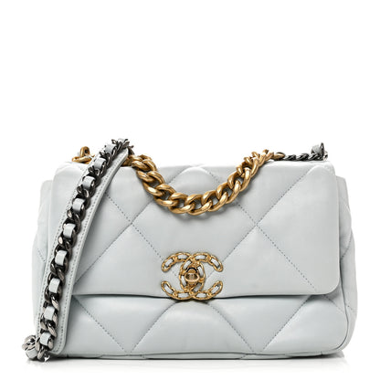 Chanel Lambskin Quilted Medium Chanel 19 Flap Light Blue 1 of 10