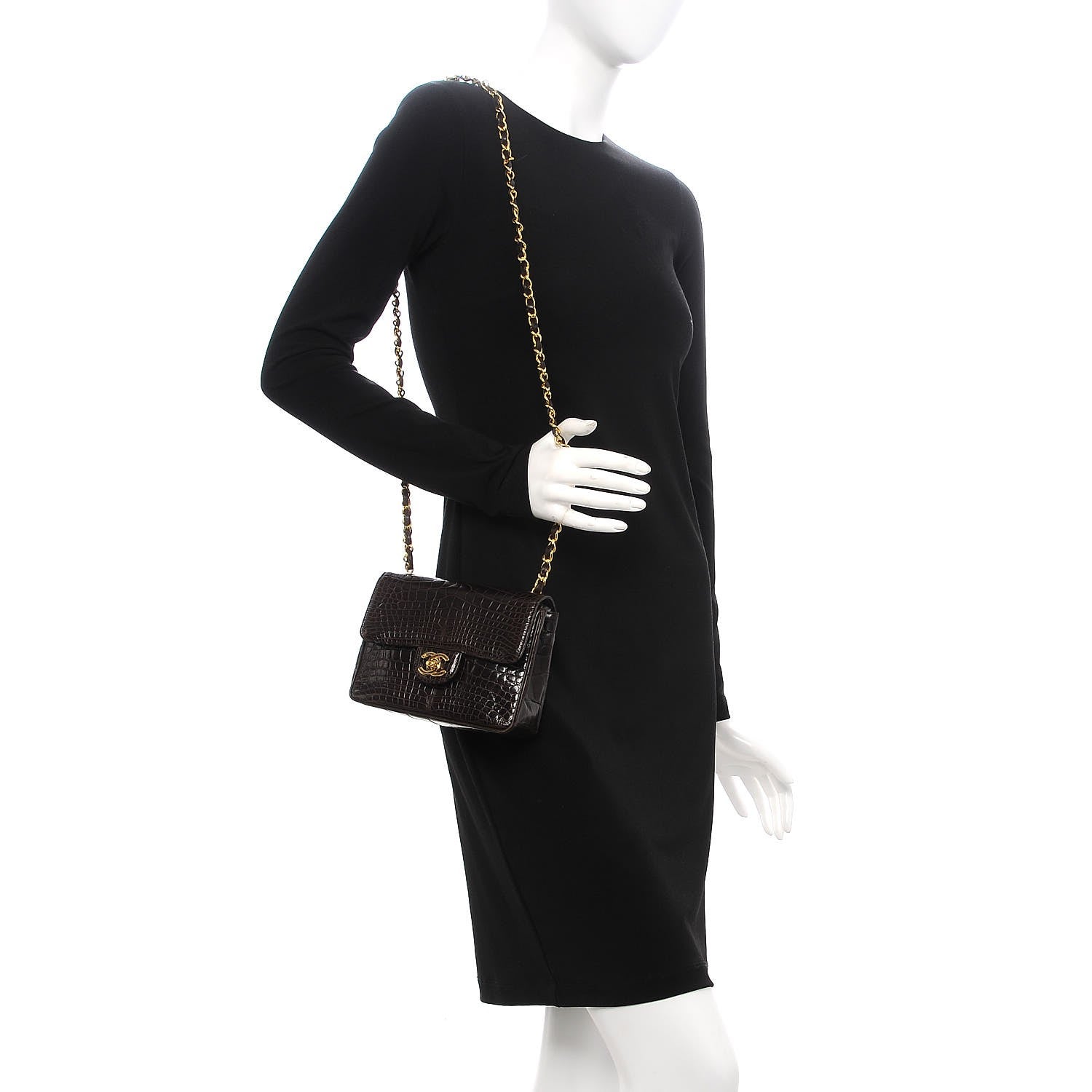Chanel Alligator Mini Square Flap Dark Brown 2 of 8