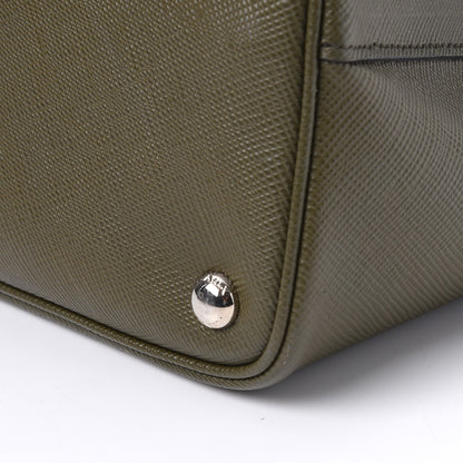 Prada Saffiano Cuir Medium Double Bag Militare 14 of 15